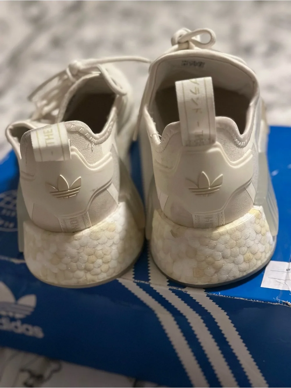 adidas NMD R1 Trainers in Cream and Off-White